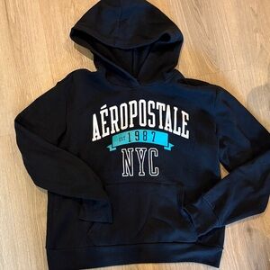 Aeropostale Black Hoodie with Teal Graphic